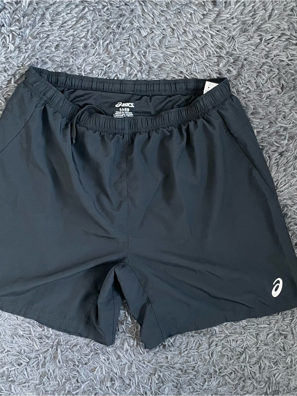 Men Size Large Asics Athletic Running Shorts Elastic Waistband Black